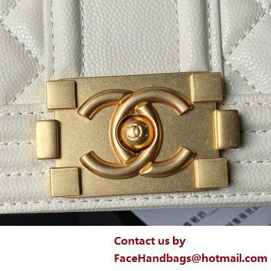 CHANEL Grained Shiny Calfskin  &  Gold-Tone Metal White Small BOY Handbag A67085 2025